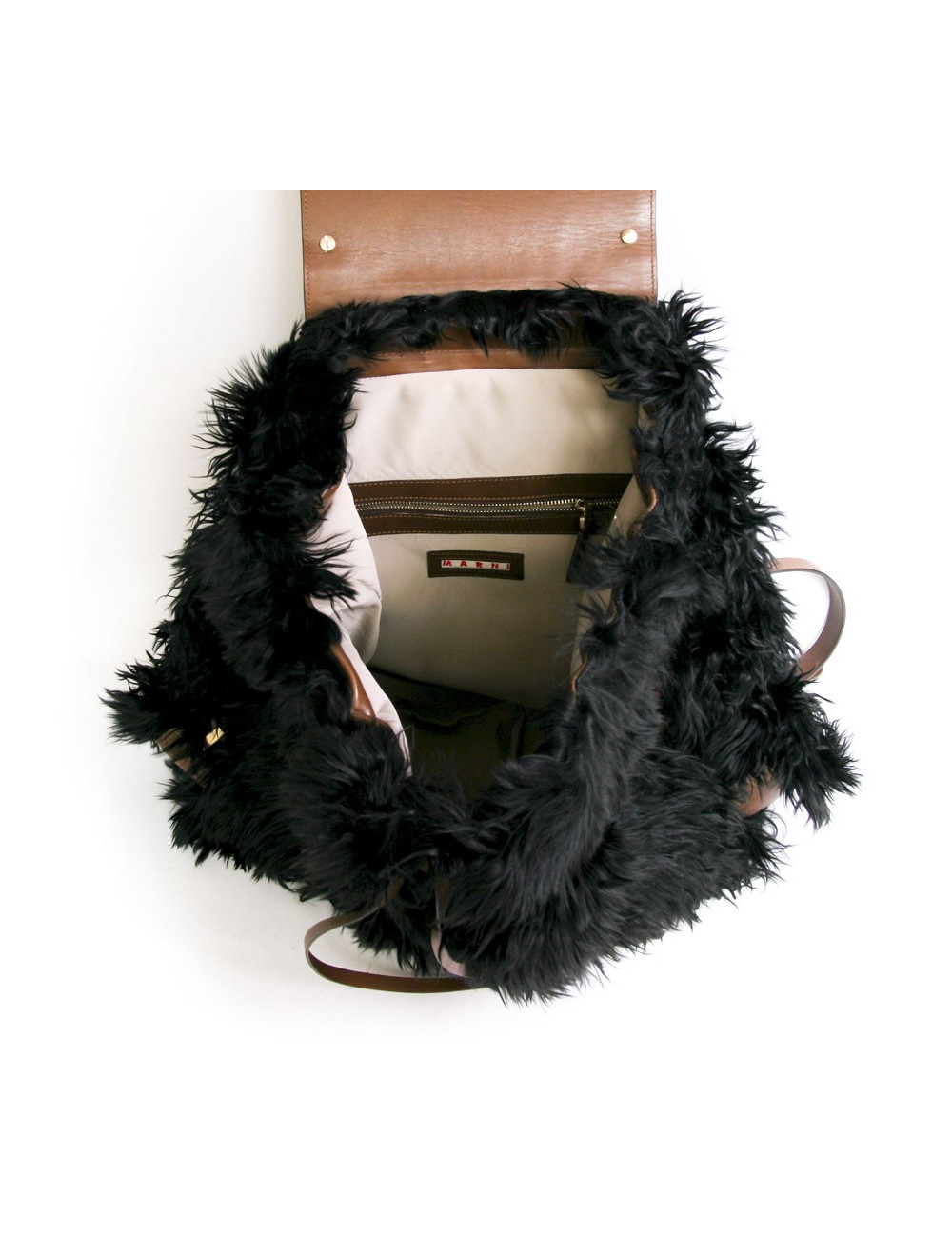 Sac à dos MARNI grand modèle fourrure noire