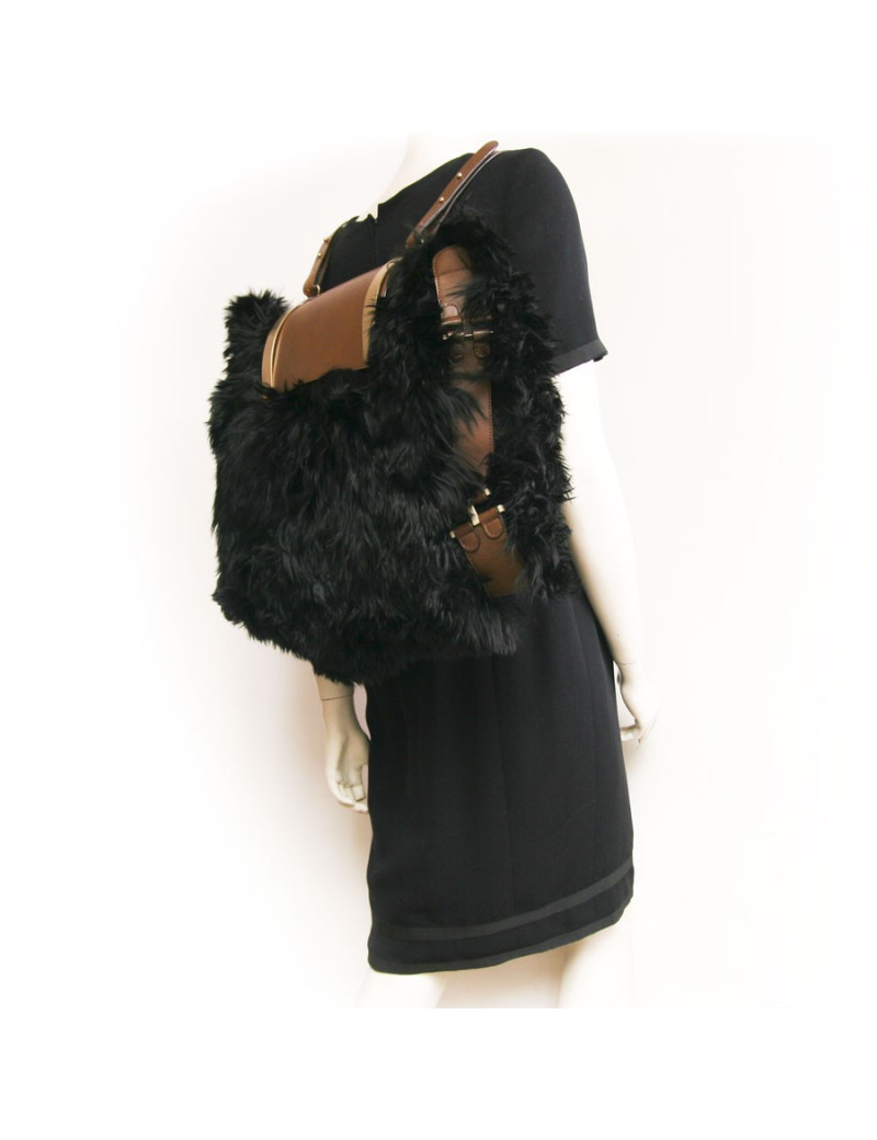 Sac à dos MARNI grand modèle fourrure noire
