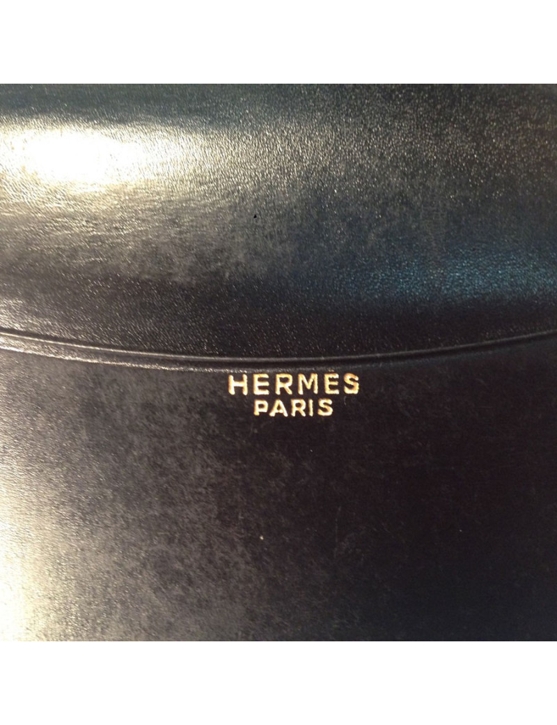 Protège- répertoire HERMES cuir box noir 
