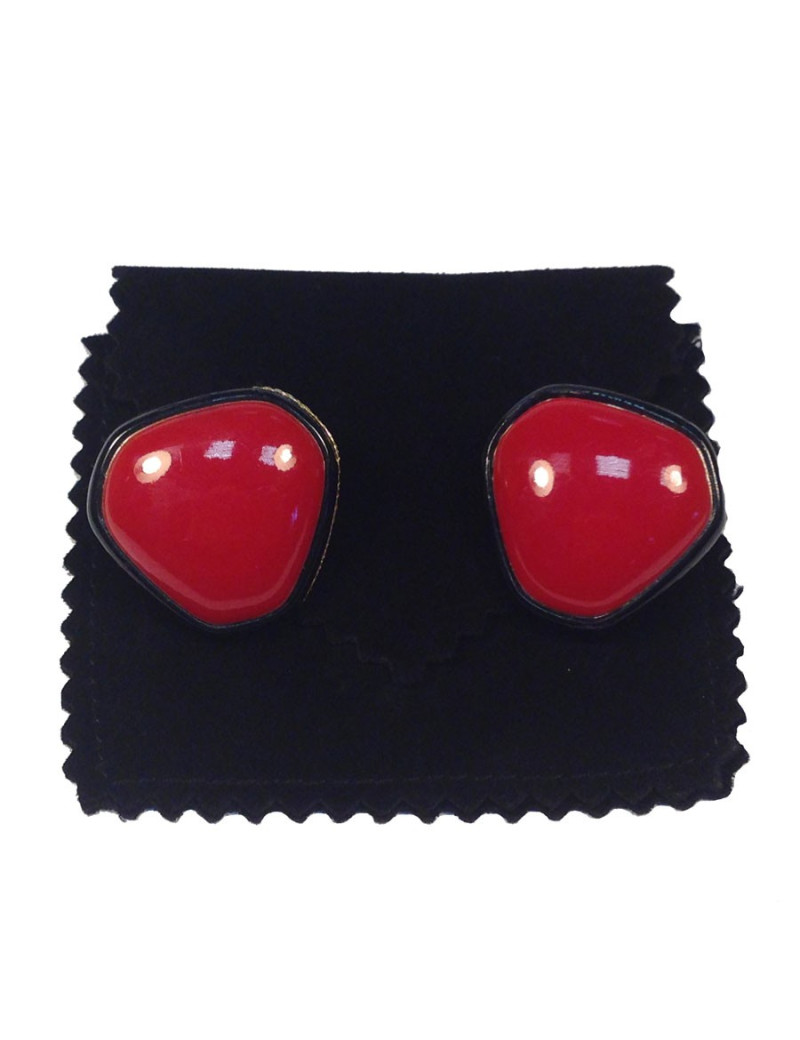 clips d'oreille YVES SAINT LAURENT Vintage rouge