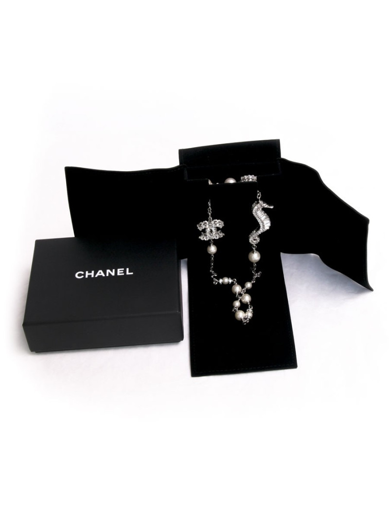 Sautoir " hippocampe" CHANEL argent et strass