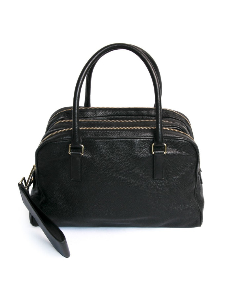 Sac et pochette JIL SANDER cuir grainé noir