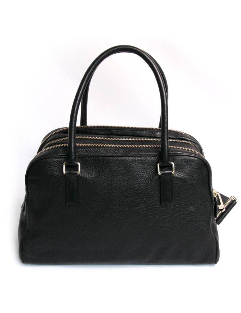 Sac et pochette JIL SANDER cuir grainé noir
