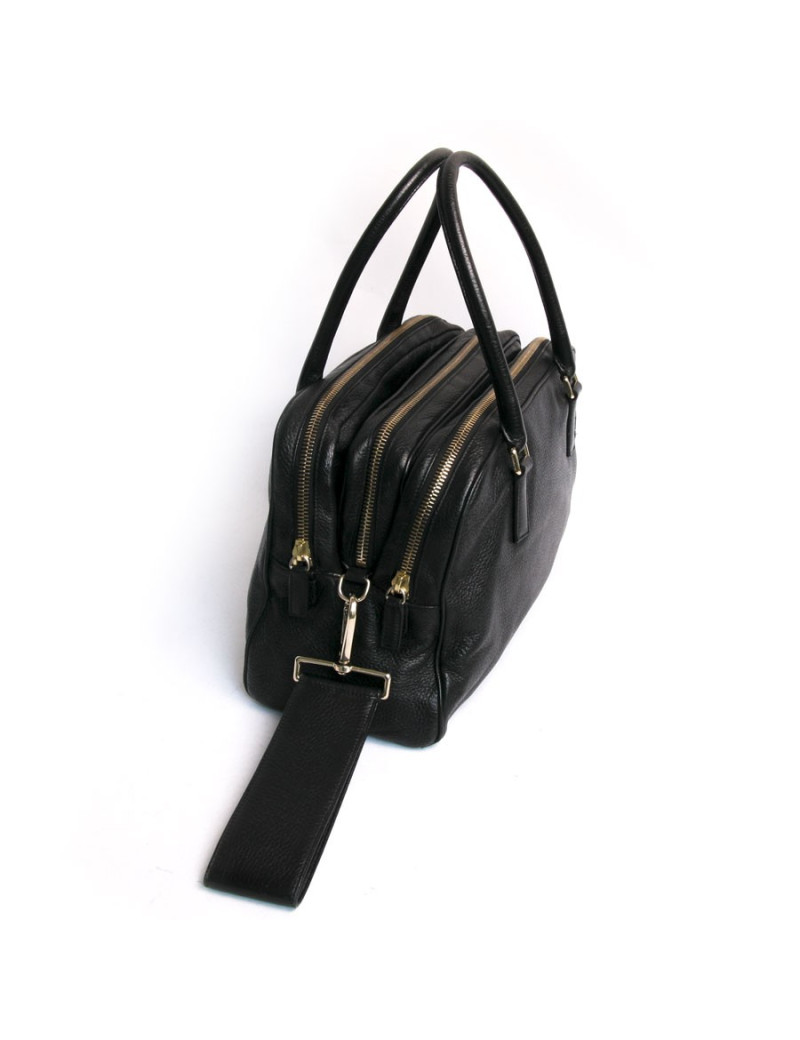 Sac et pochette JIL SANDER cuir grainé noir