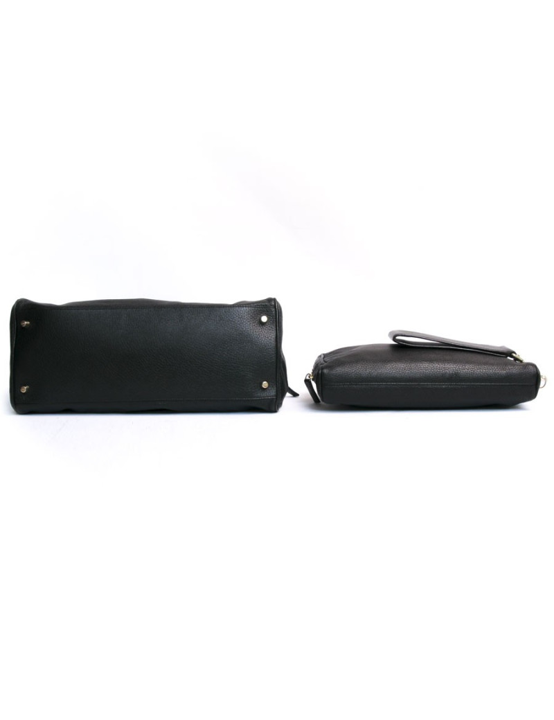 Sac et pochette JIL SANDER cuir grainé noir