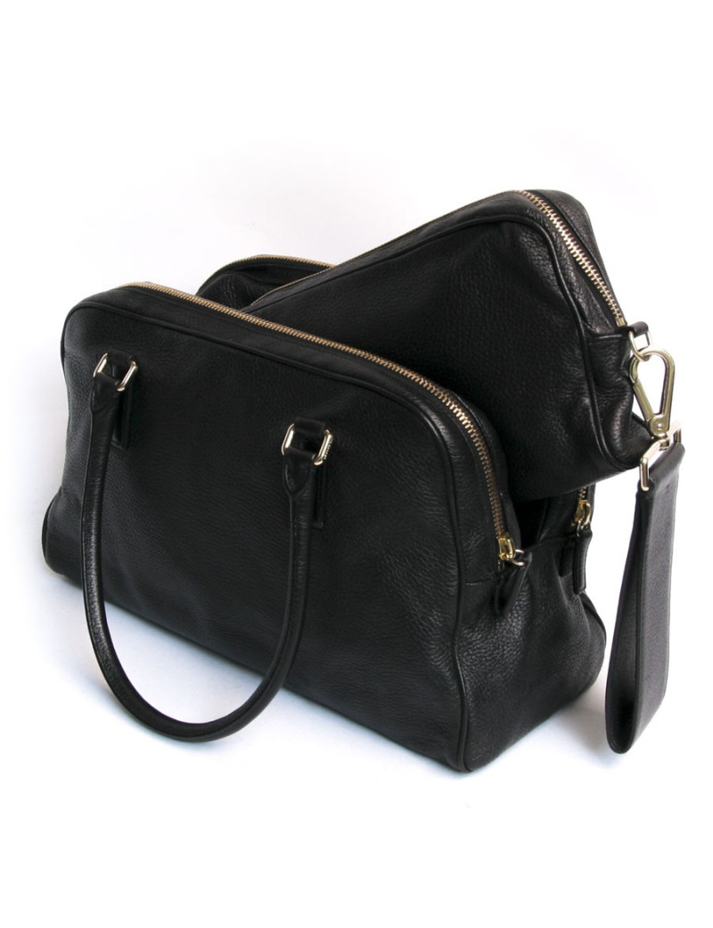 Sac et pochette JIL SANDER cuir grainé noir