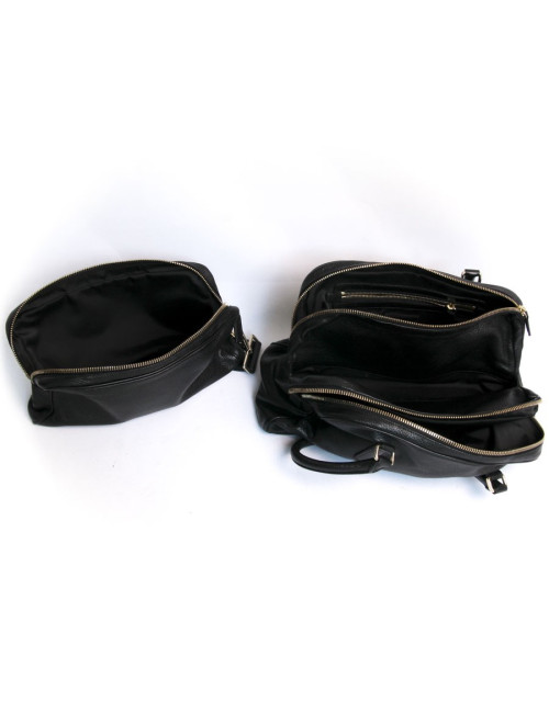 Sac et pochette JIL SANDER cuir grainé noir