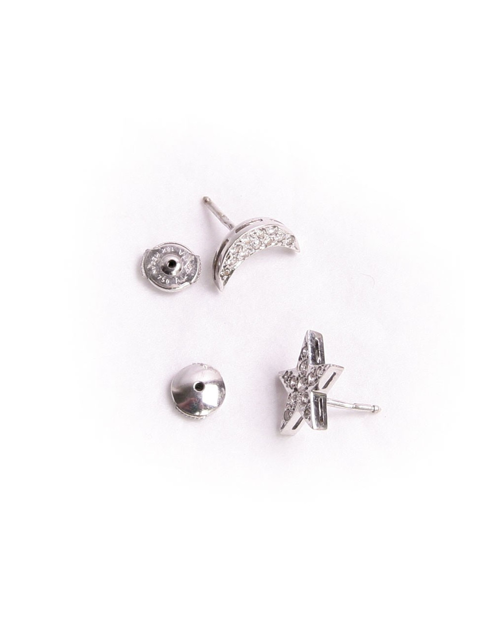 Clous d'oreille en diamant "étoile et lune"