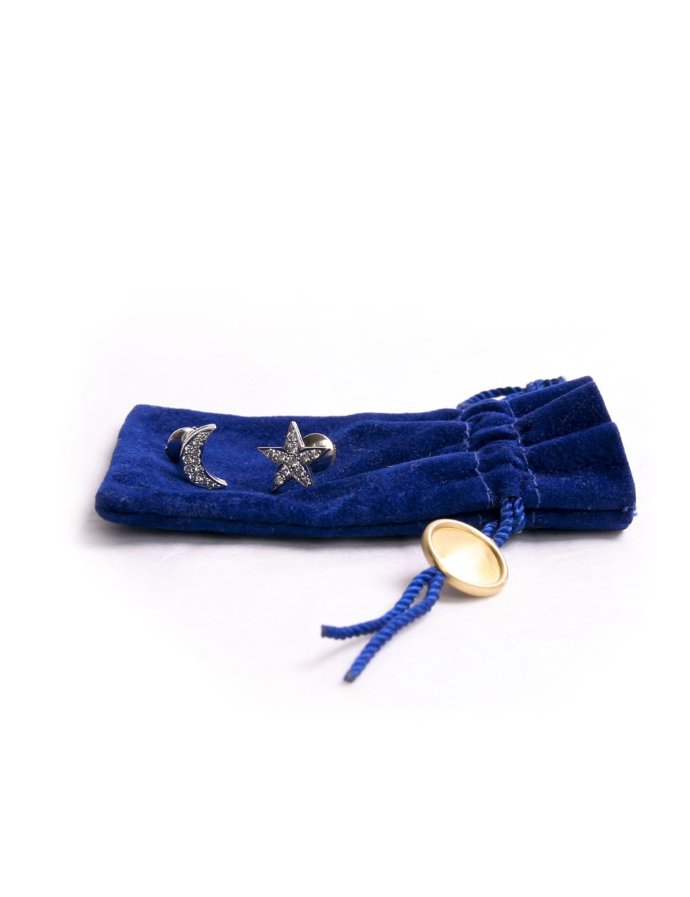 Clous d'oreille en diamant "étoile et lune"