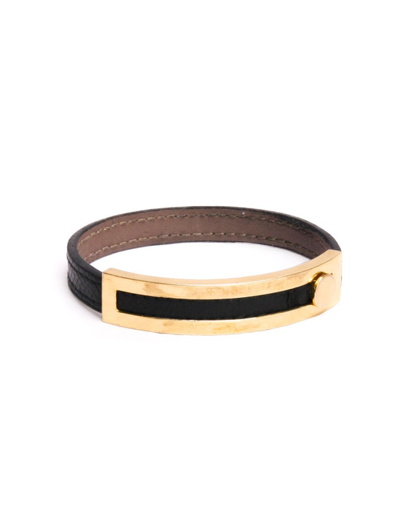 Bracelet HERMES cuir et or massif