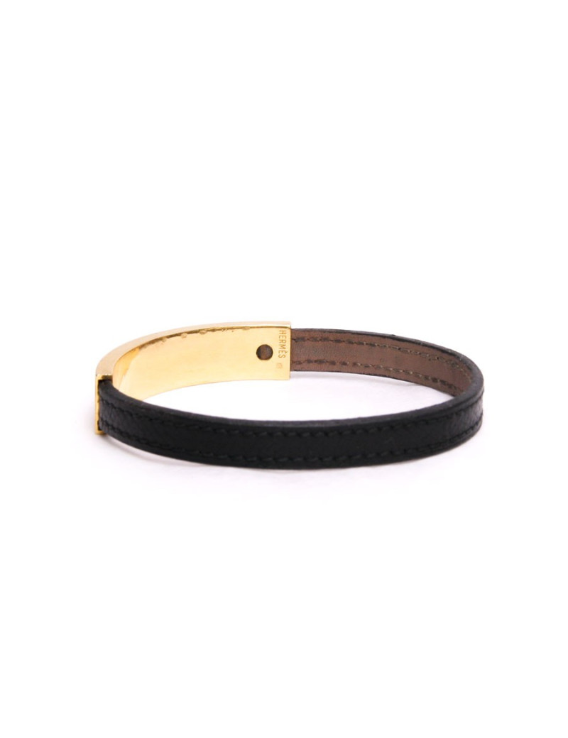 Bracelet HERMES cuir et or massif