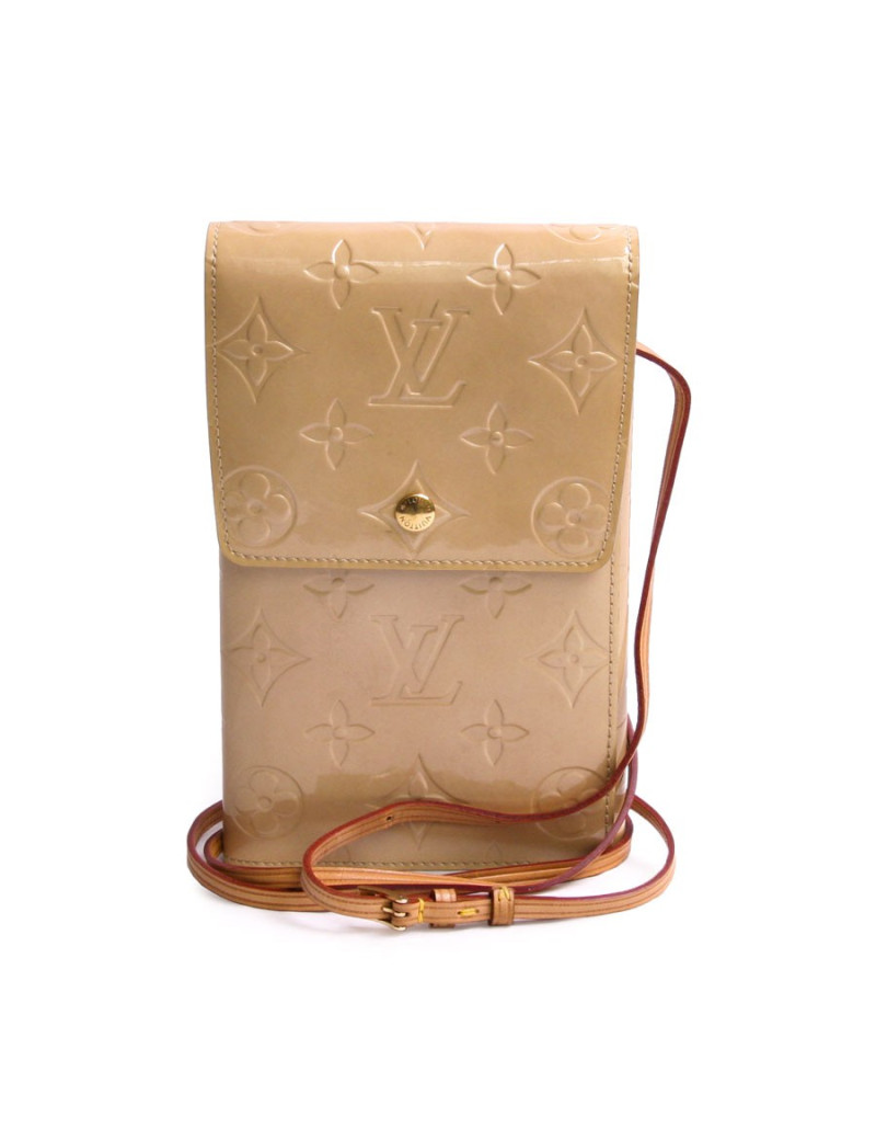Sac pochette LOUIS VUITTON cuir verni ivoire monogram