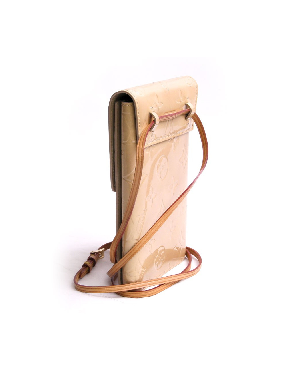 Sac pochette LOUIS VUITTON cuir verni ivoire monogram