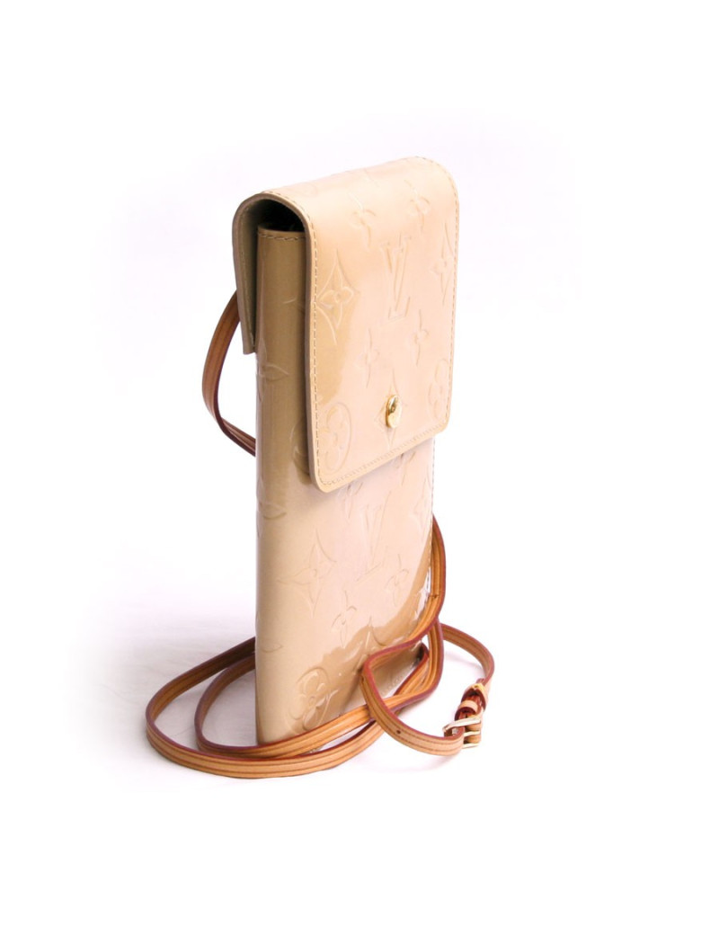 Sac pochette LOUIS VUITTON cuir verni ivoire monogram