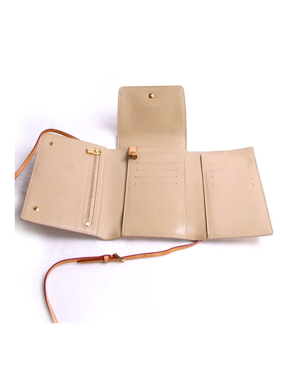 Sac pochette LOUIS VUITTON cuir verni ivoire monogram