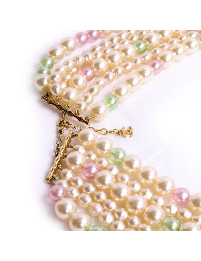 Sautoir 6 rangs CHANEL multicolore