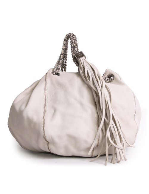 Sac CHANEL en cuir souple craie