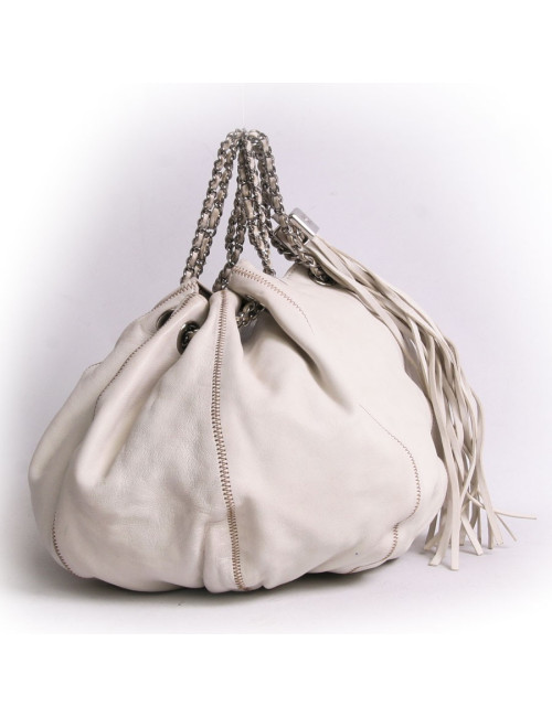 Sac CHANEL en cuir souple craie