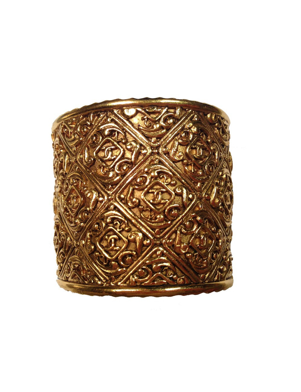 Manchette CHANEL vintage en métal doré