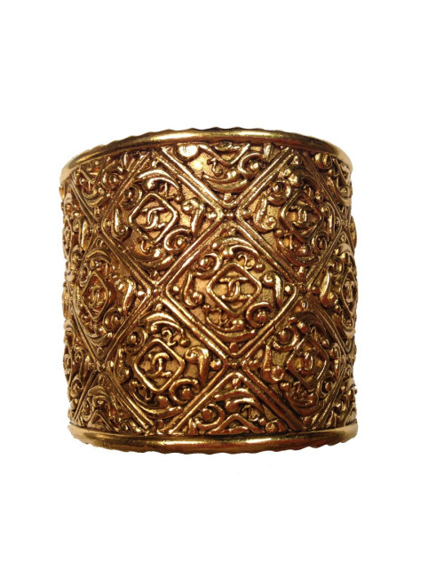 Manchette CHANEL vintage en métal doré