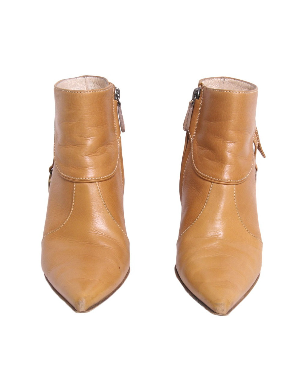 Boots à talons CHRISTIAN DIOR cuir camel T36