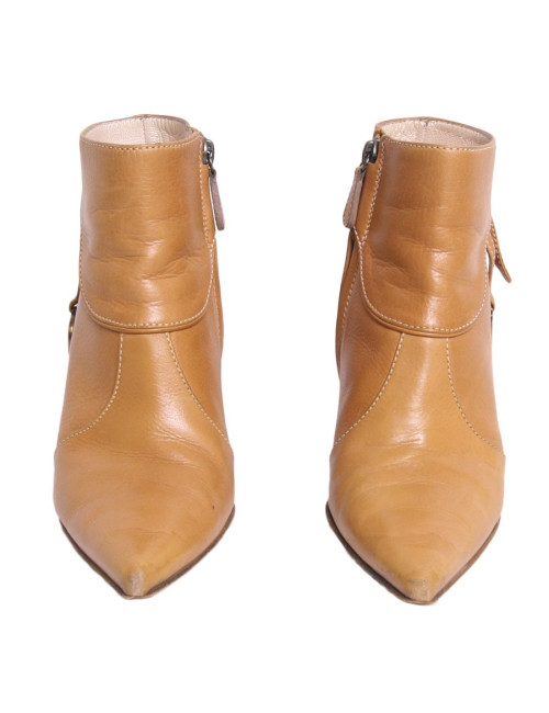 Boots à talons CHRISTIAN DIOR cuir camel T36
