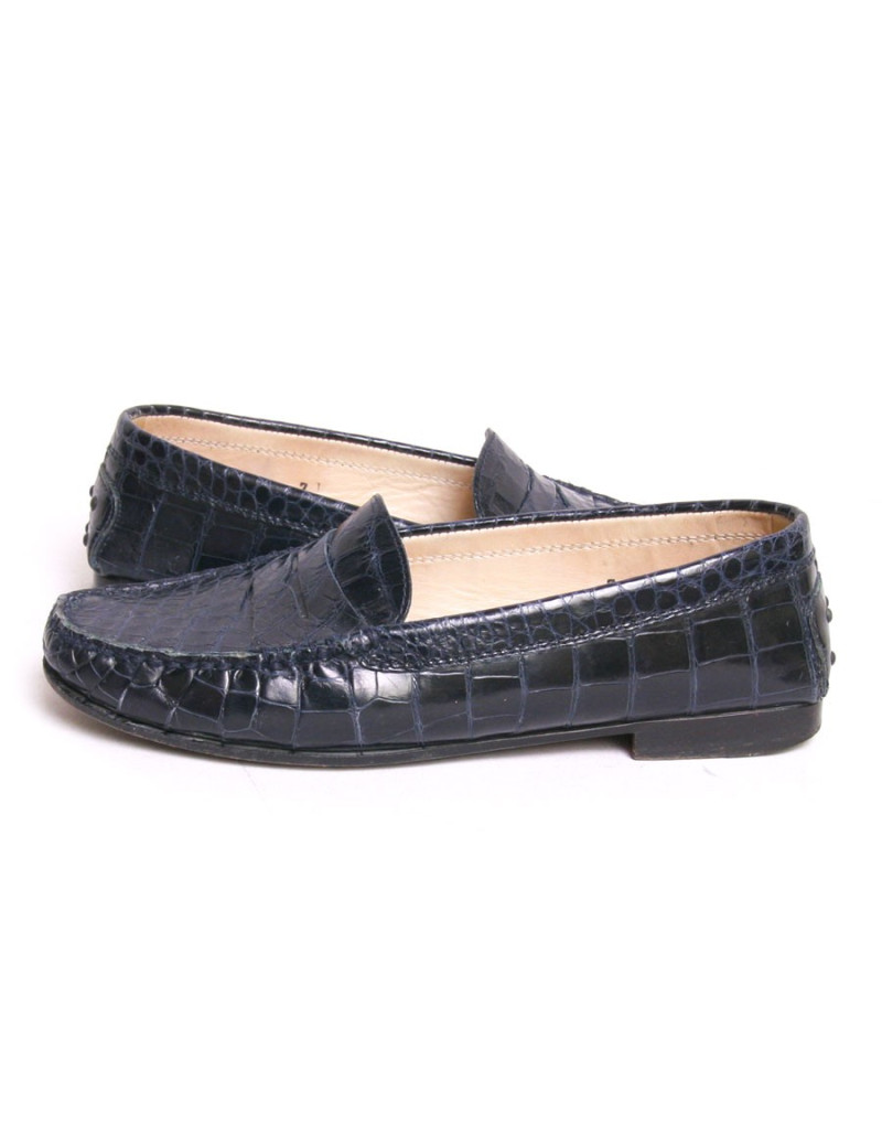 Mocassins TOD'S crocodile bleu marine T7