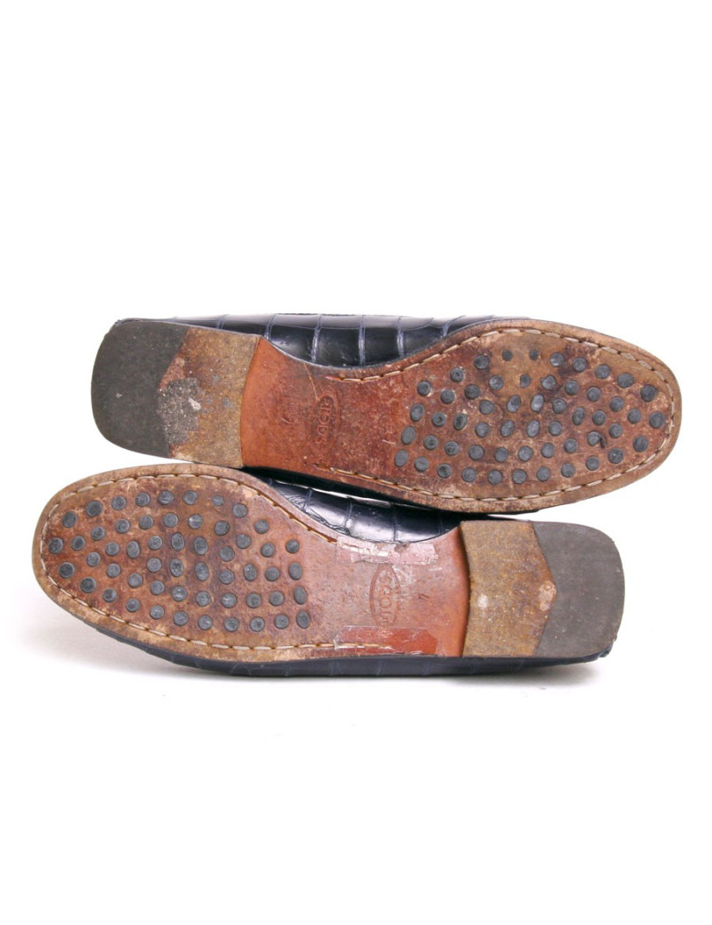 Mocassins TOD'S crocodile bleu marine T7
