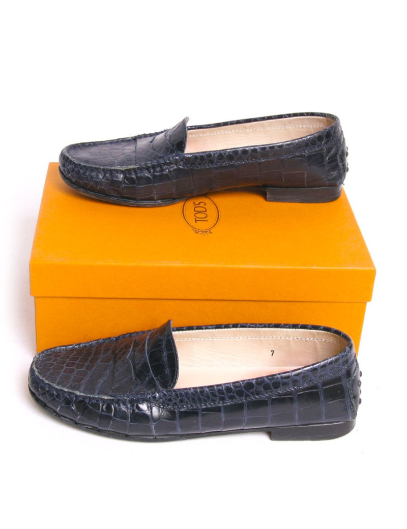 Mocassins TOD'S crocodile bleu marine T38