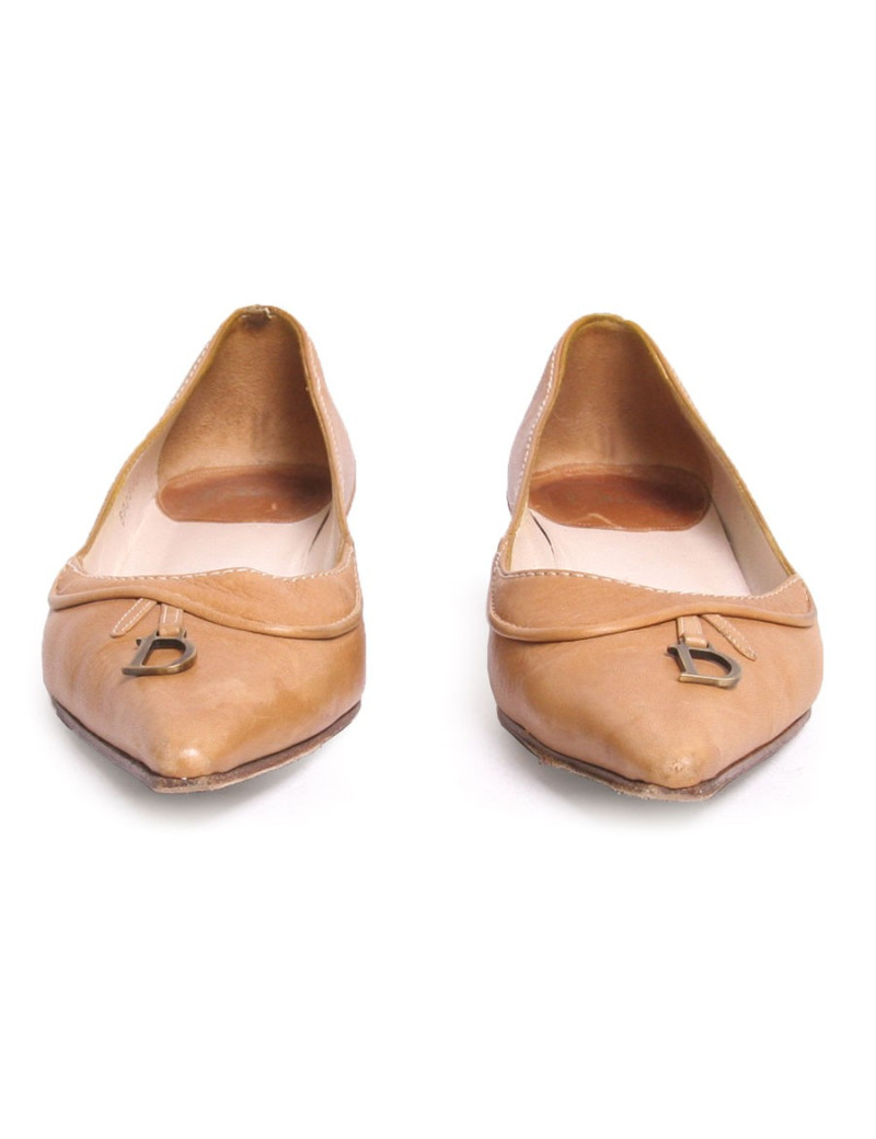 Ballerines CHRISTIAN DIOR cuir camel T35