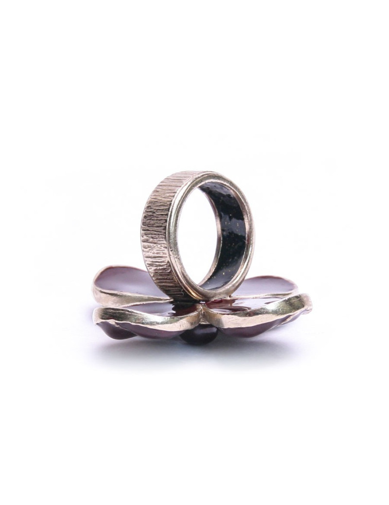 Bague CHANEL T 51 résine marron