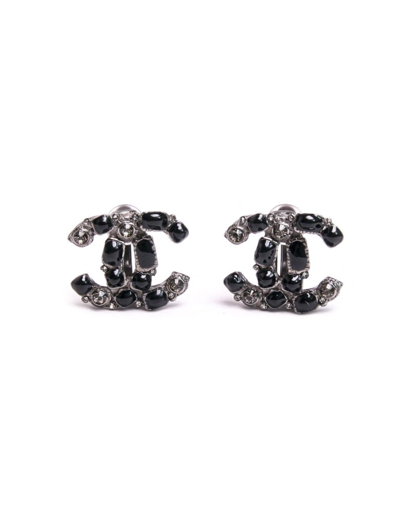 Clips d'oreille CHANEL  GM perles noires et brillants