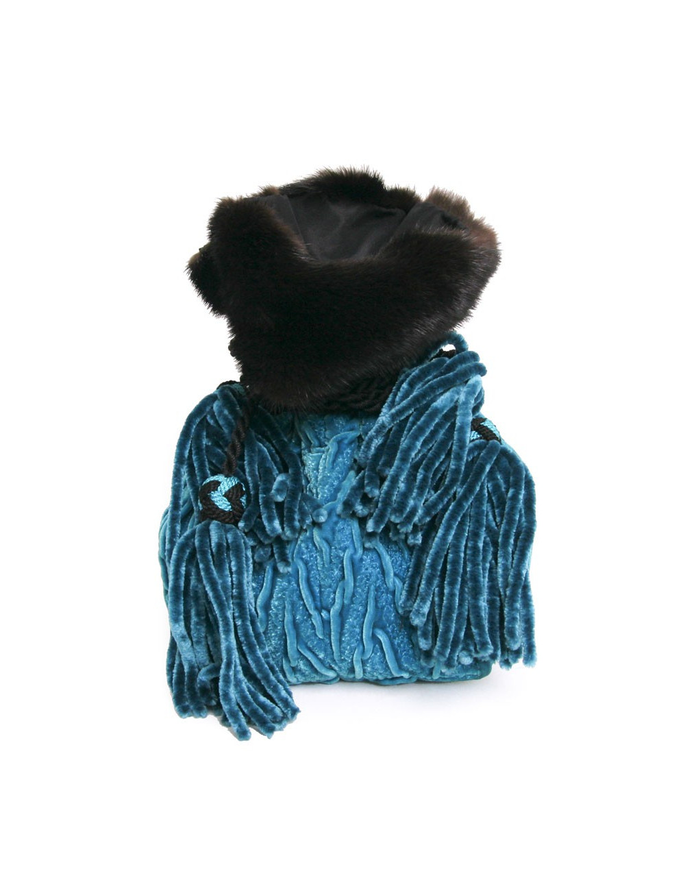 Sac ISABEL CANOVAS  velours de soie turquoise vintage