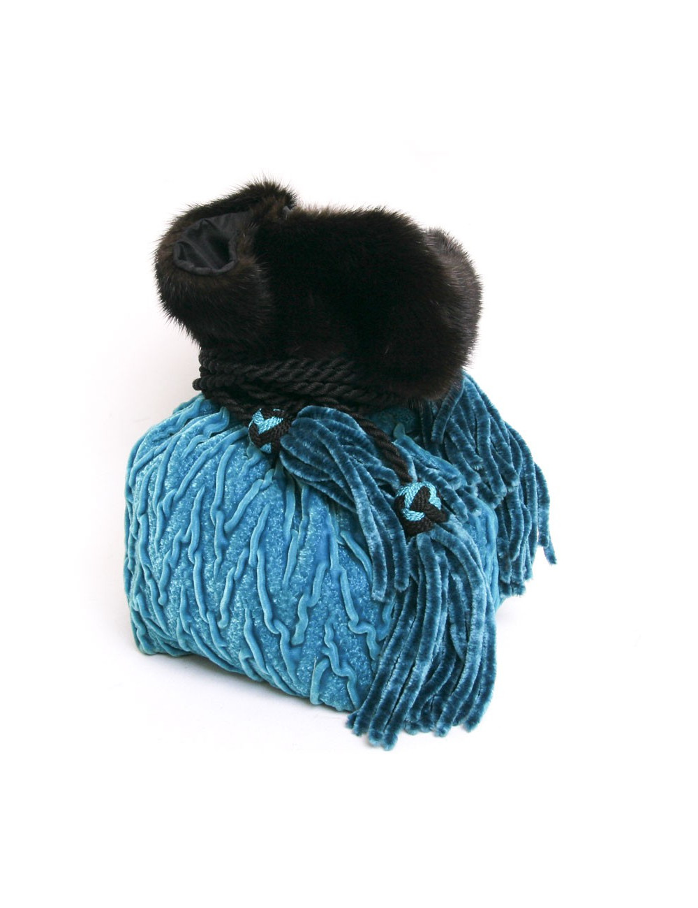 Sac ISABEL CANOVAS  velours de soie turquoise vintage