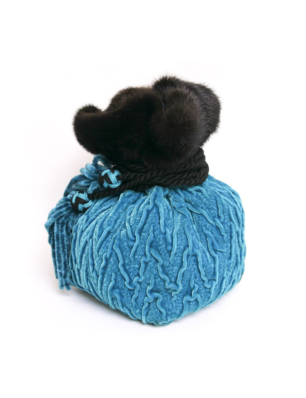 Sac ISABEL CANOVAS  velours de soie turquoise vintage