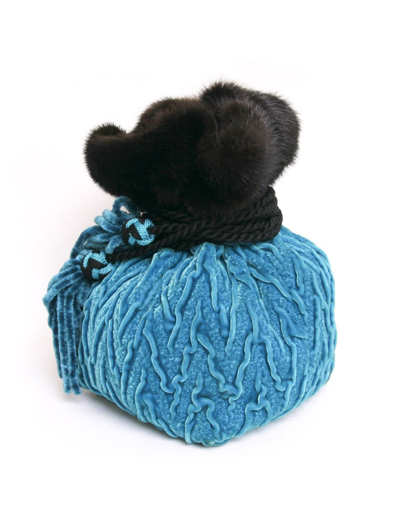 Sac ISABEL CANOVAS  velours de soie turquoise vintage