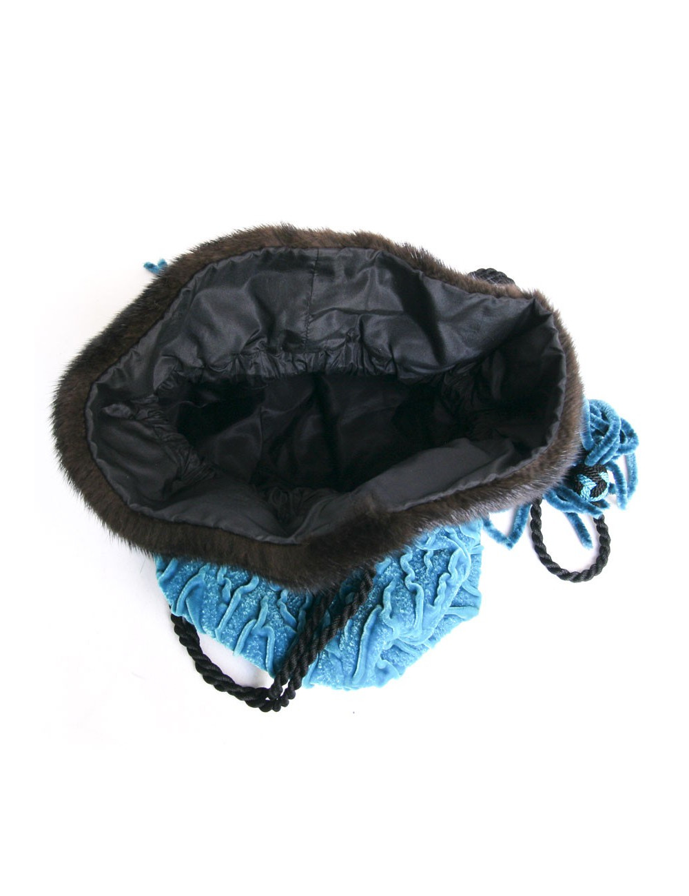 Sac ISABEL CANOVAS  velours de soie turquoise vintage