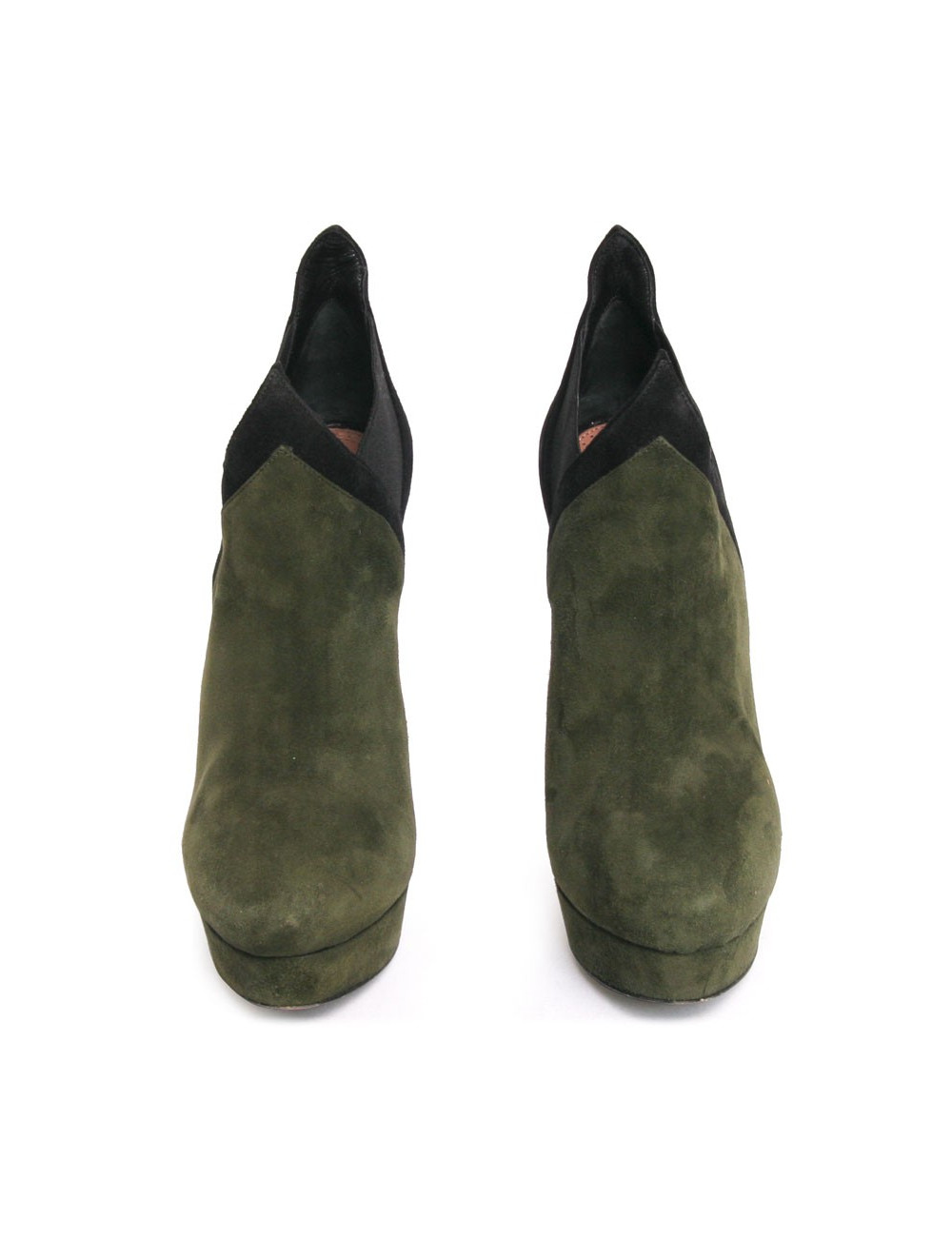 Low boots ALAIA t 36 daim vert et noir