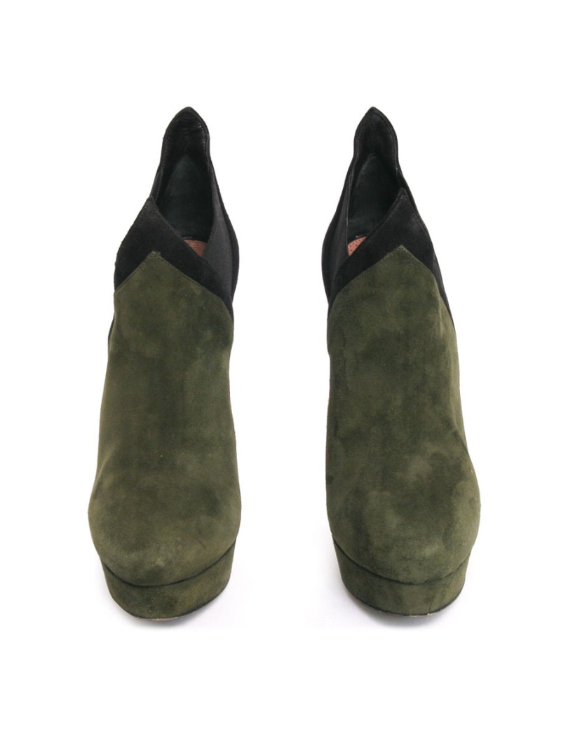 Low boots ALAIA t 36 daim vert et noir