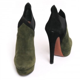 Low boots ALAIA t 36 daim vert et noir