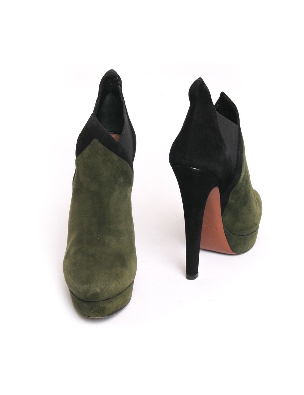 Low boots ALAIA t 36 daim vert et noir