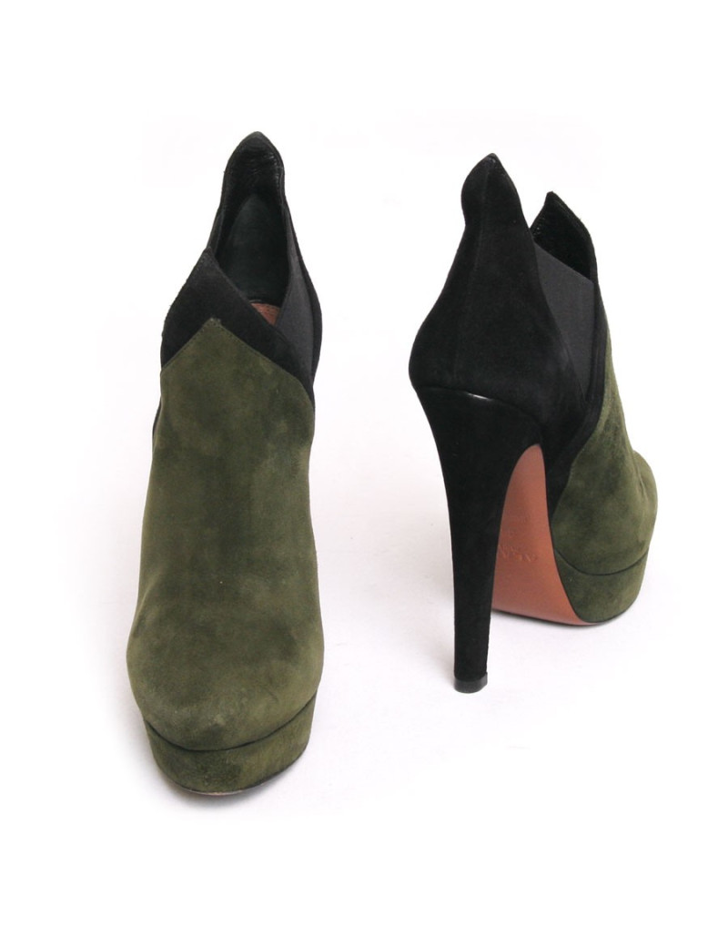Low boots ALAIA t 36 daim vert et noir