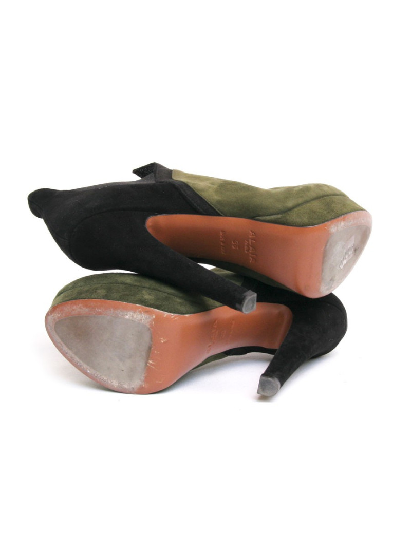 Low boots ALAIA t 36 daim vert et noir