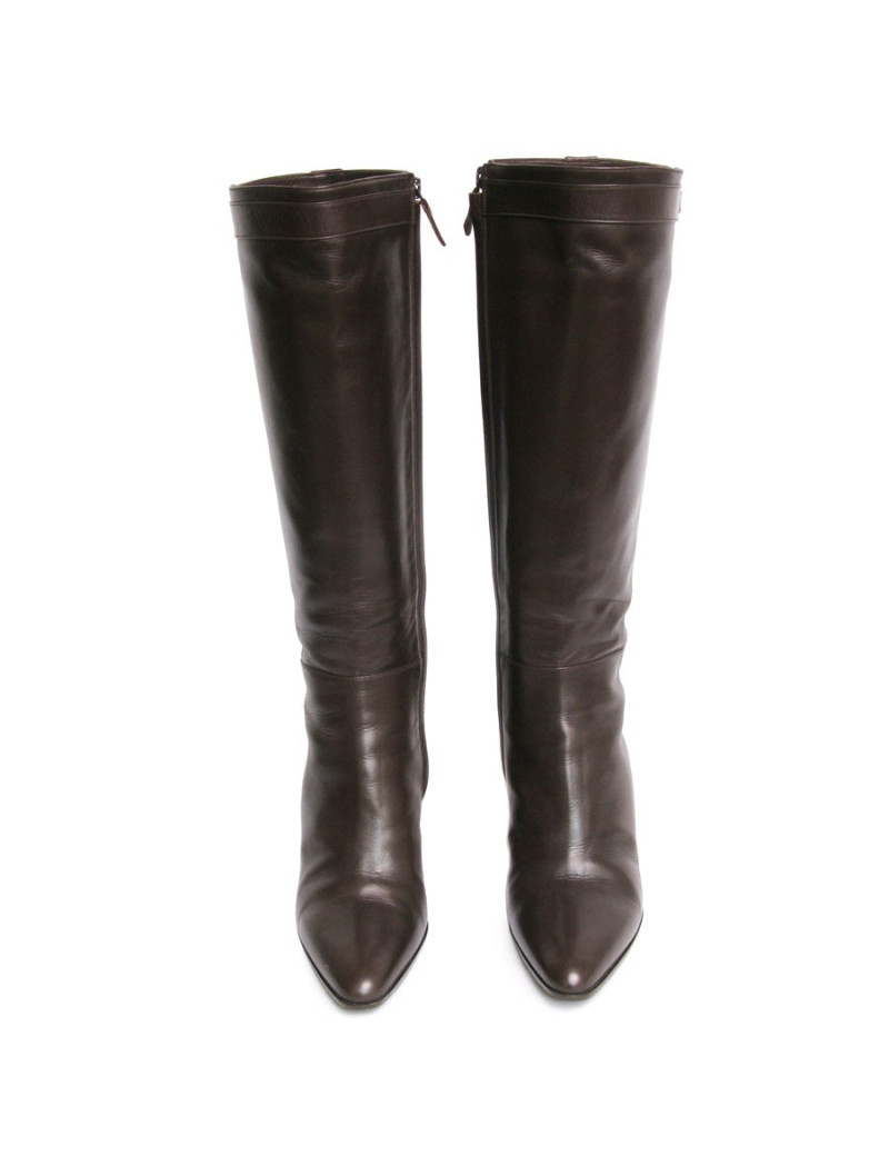Bottes HERMES T 37  cuir d'agneau marron