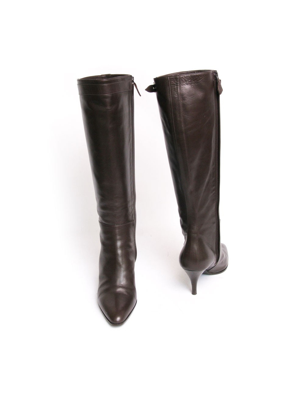 Bottes HERMES T 37  cuir d'agneau marron