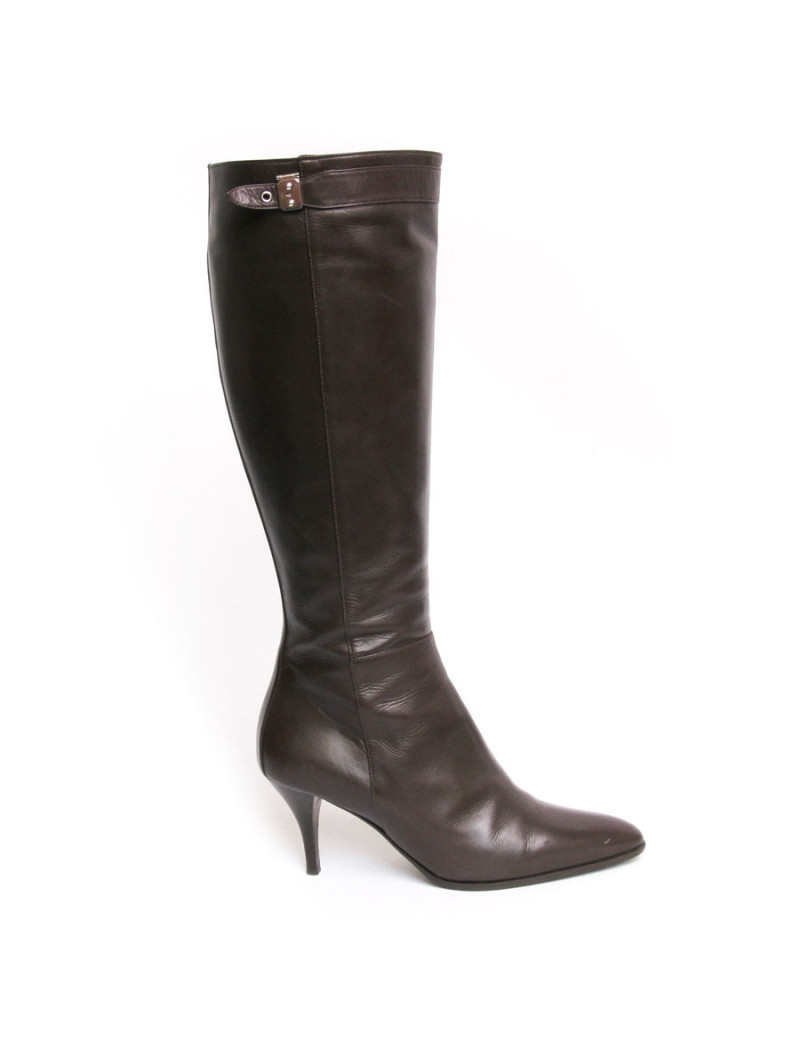 Bottes HERMES T 37  cuir d'agneau marron