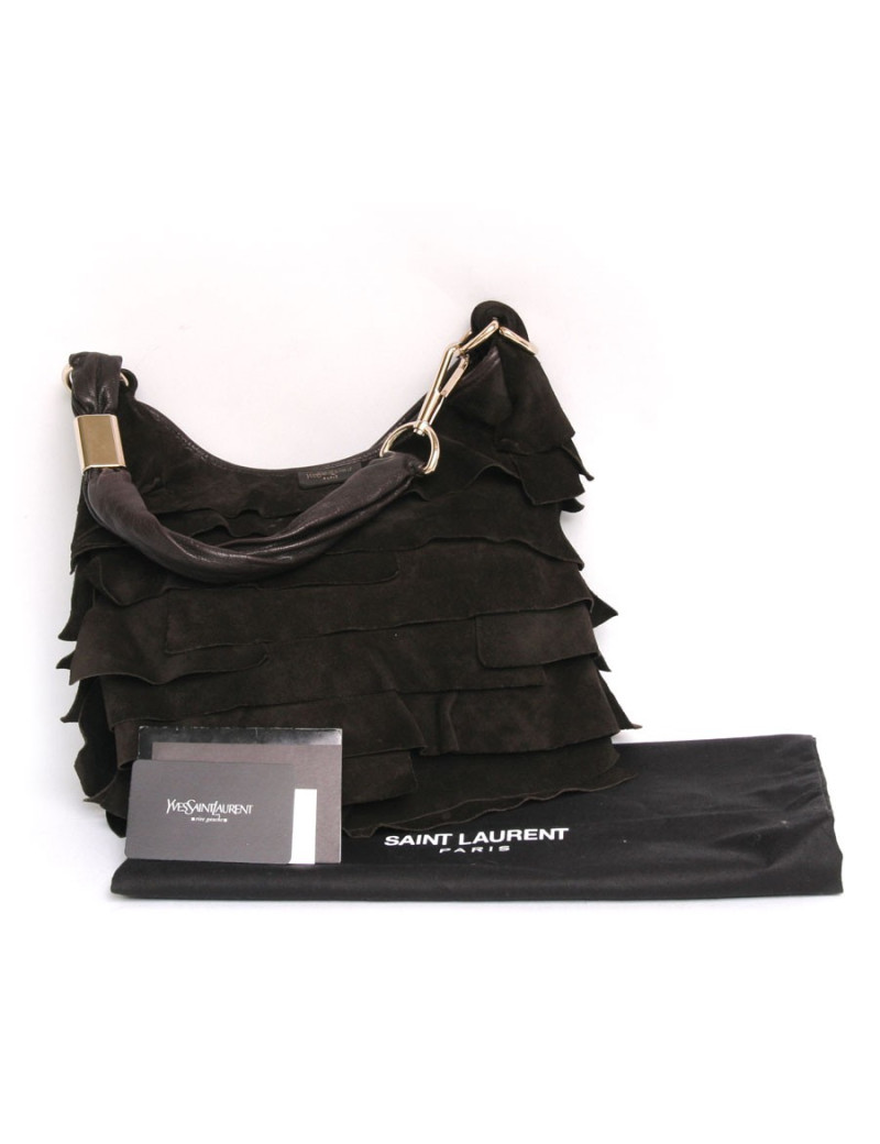 Sac YVES SAINT LAURENT "Saint Tropez" en daim marron