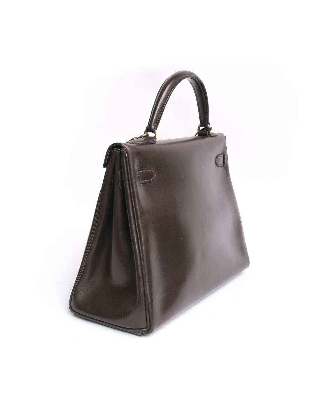 Sac Kelly HERMES cuir box marron 