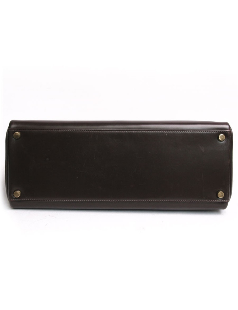 Sac Kelly 32 HERMES cuir box marron 