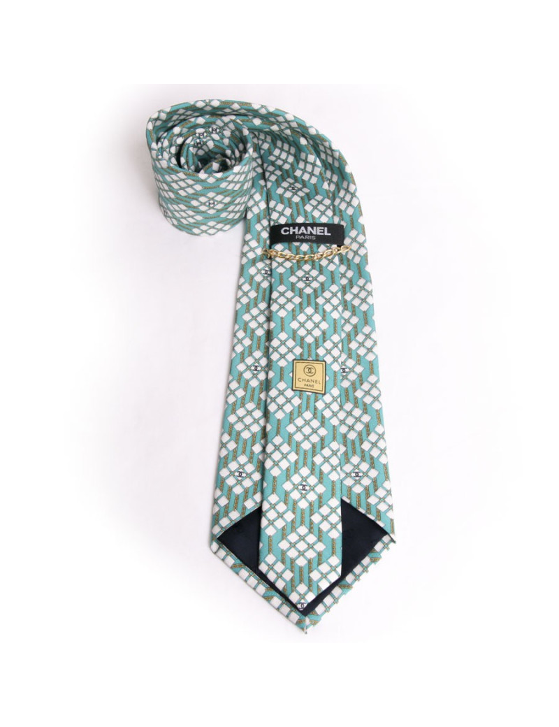 Cravate CHANEL verte et beige